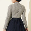 Ribbed Stretch Knit Sweater Grey - Image 3