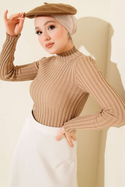 Alternative view of Ribbed Stretch Knit Sweater Latte