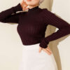 Ribbed Stretch Knit Sweater Plum - Image 2