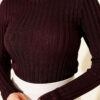 Ribbed Stretch Knit Sweater Plum - Image 4