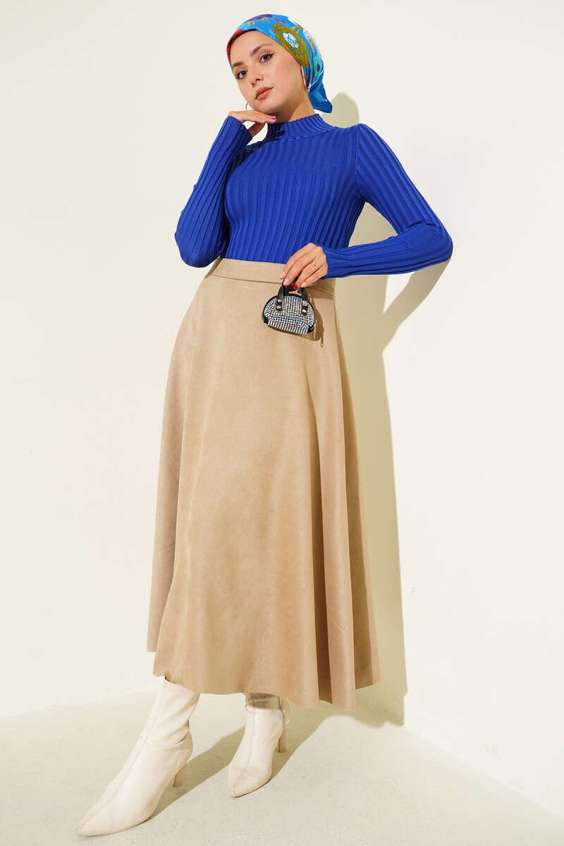 Ribbed Stretch Knit Sweater Saxon Blue - Image 3