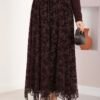 Asymmetrical Cut Tulle Skirt with Velvet Print Plum - Image 7