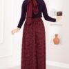 Lined Tulle Skirt with Velvet Print Burgundy - الصورة 4