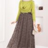 Lined Tulle Skirt with Velvet Print Brown - Afbeelding 3