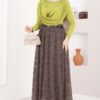 Lined Tulle Skirt with Velvet Print Brown - Afbeelding 4