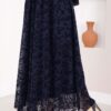 Lined Tulle Skirt with Velvet Print Navy Blue - Image 2