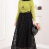 ⁦Lined Tulle Skirt with Velvet Print Black⁩ - الصورة ⁦3⁩