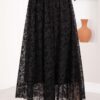 ⁦Lined Tulle Skirt with Velvet Print Black⁩ - الصورة ⁦2⁩
