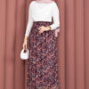 ⁦Floral Print Elastic Waist Chiffon Tulle Skirt with Hem Edge Plum⁩ - الصورة ⁦3⁩
