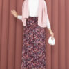 ⁦Floral Print Elastic Waist Chiffon Tulle Skirt with Hem Edge Plum⁩ - الصورة ⁦5⁩
