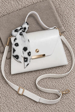Scarf-Accented Box Bag White