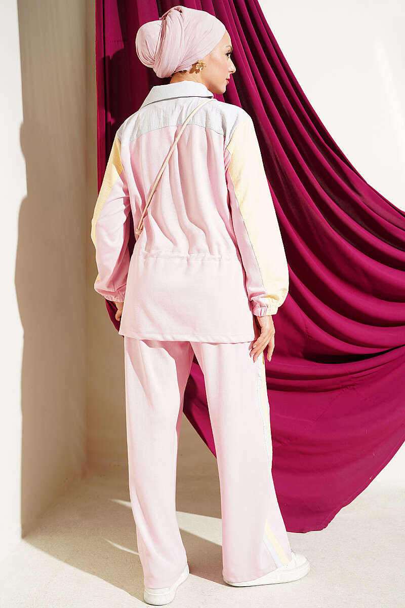 Ribbed Waistband with Drawstring Two-Piece Set Pink – Bild 3