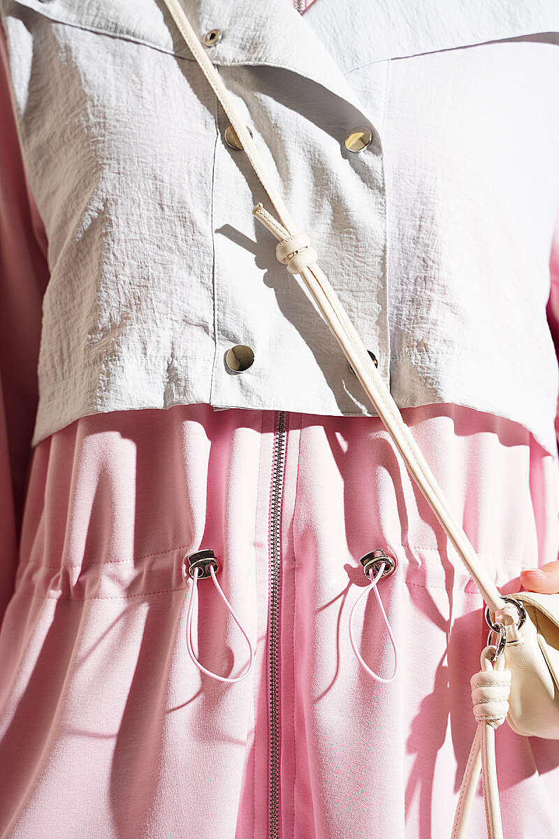 Ribbed Waistband with Drawstring Two-Piece Set Pink – Bild 4