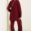 Embroidered Two-Piece Set with Cuffed Ankles Burgundy - Afbeelding 3