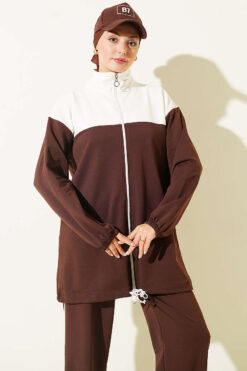 Alternative view of Embroidered Two-Piece Set with Cuffed Ankles Brown