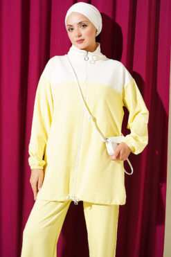 Alternative view of Embroidered Two-Piece Set with Cuffed Ankles Yellow