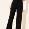 Wide Belted Loose Pants Black