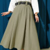 Wide Belted Pleated Tencel Skirt Hazel
