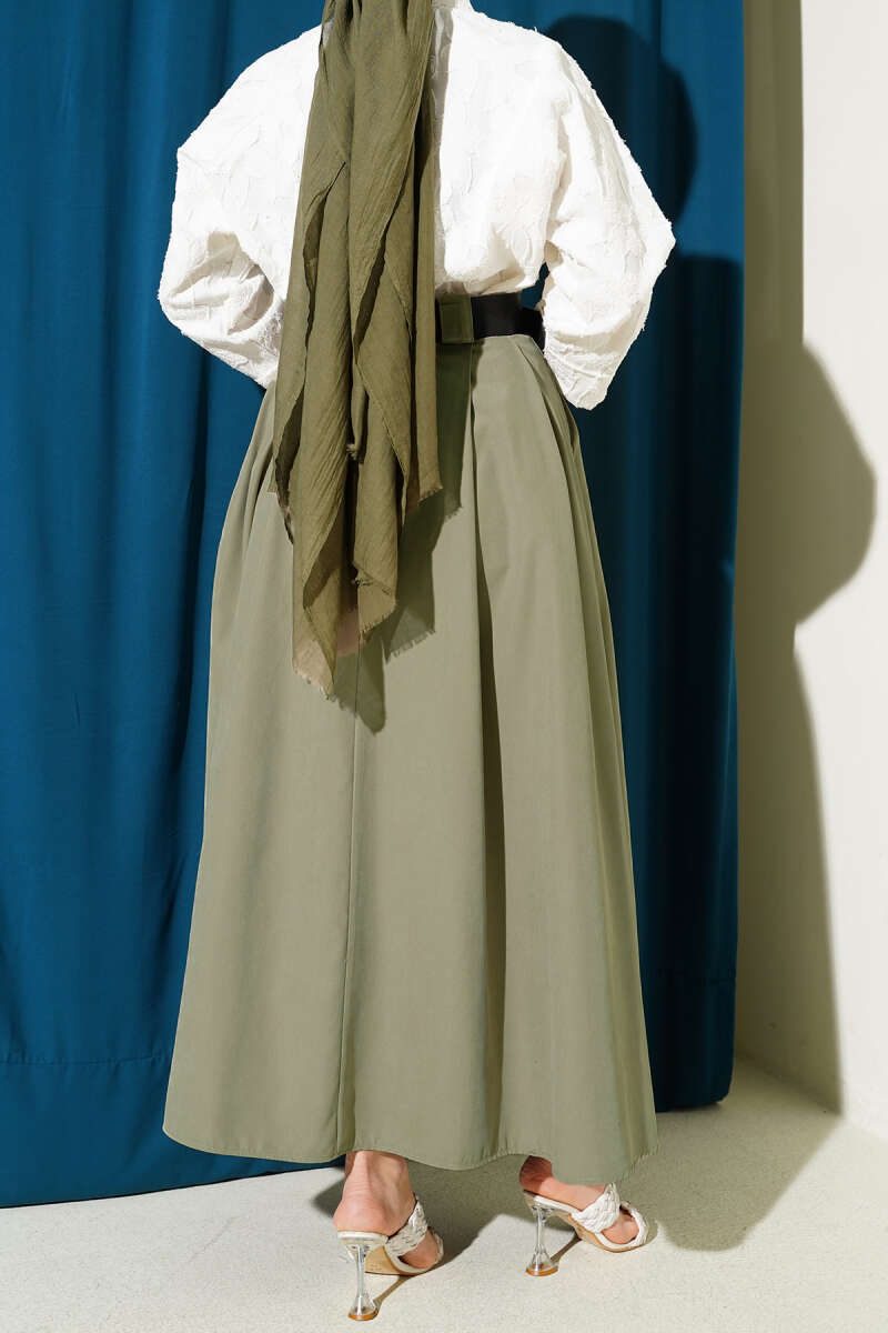 Wide Belted Pleated Tencel Skirt Hazel – Bild 3