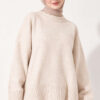Wide-Sleeve Rib-Knitted Top Beige