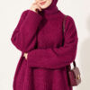 Wide-Sleeve Rib-Knitted Top Magenta