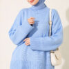Wide-Sleeve Rib-Knitted Top Blue