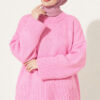 Wide-Sleeve Rib-Knitted Top Pink
