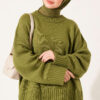 Wide-Sleeve Rib-Knitted Top Green
