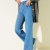 Wide-Leg Buttoned Denim Trousers Light Blue - immagine 2