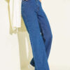 Wide-Leg Buttoned Denim Trousers Light Blue - immagine 5