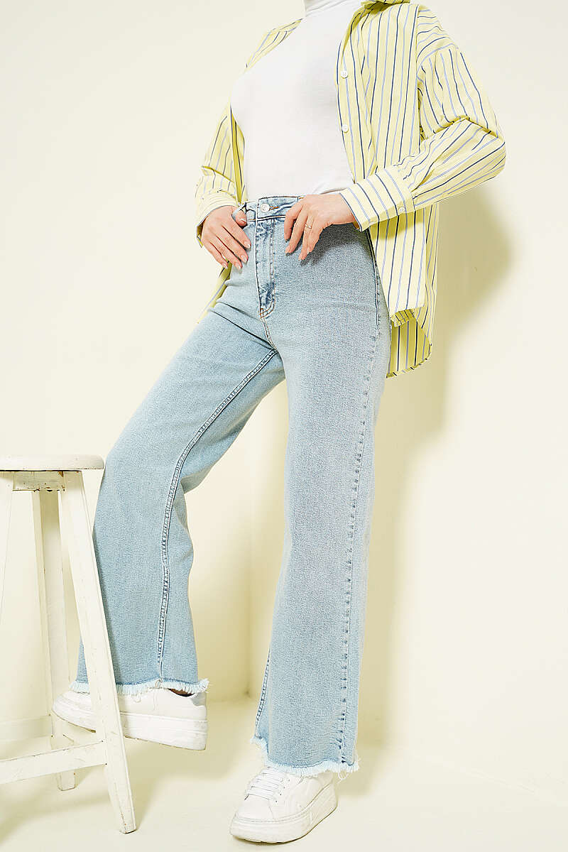 Wide Tassel Hem Denim Pants Midnight Black