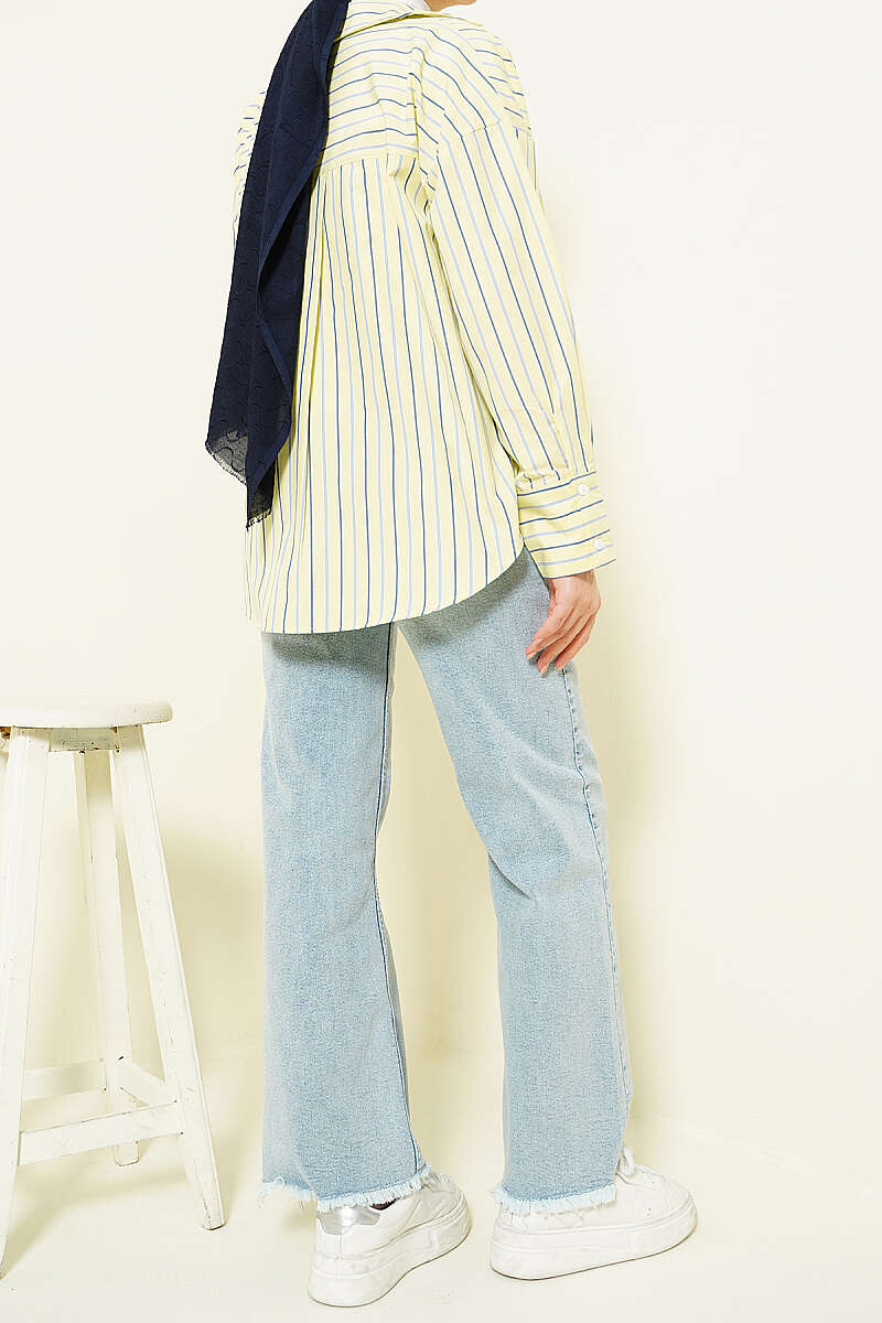 Wide Tassel Hem Denim Pants Midnight Black - Imagen 3