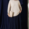 Loose-Collared Knitted Tunic Beige - Imagen 2