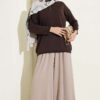 Loose-Collared Knitted Tunic Brown - Imagen 2