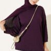 Loose-Collared Knitted Tunic Purple