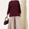 Loose-Collared Knitted Tunic Plum - Imagen 2