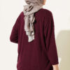 Loose-Collared Knitted Tunic Plum - Imagen 3