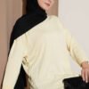 Loose-Collared Knitted Tunic Yellow