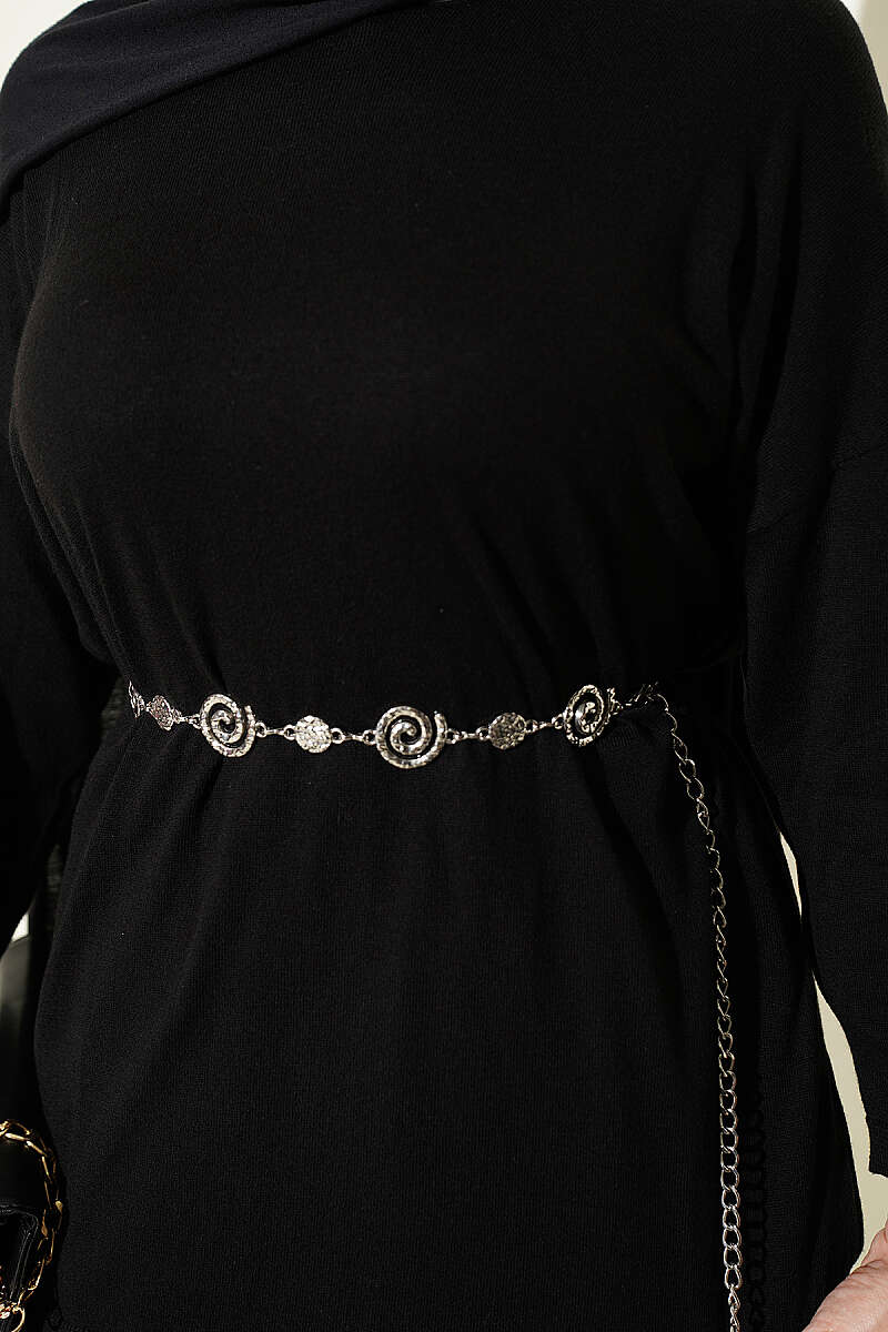 Loose-Collared Knitted Tunic Black - Imagen 4