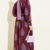 Printed Flared Dress Plum - Image 3