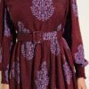 Printed Flared Dress Plum - Image 4