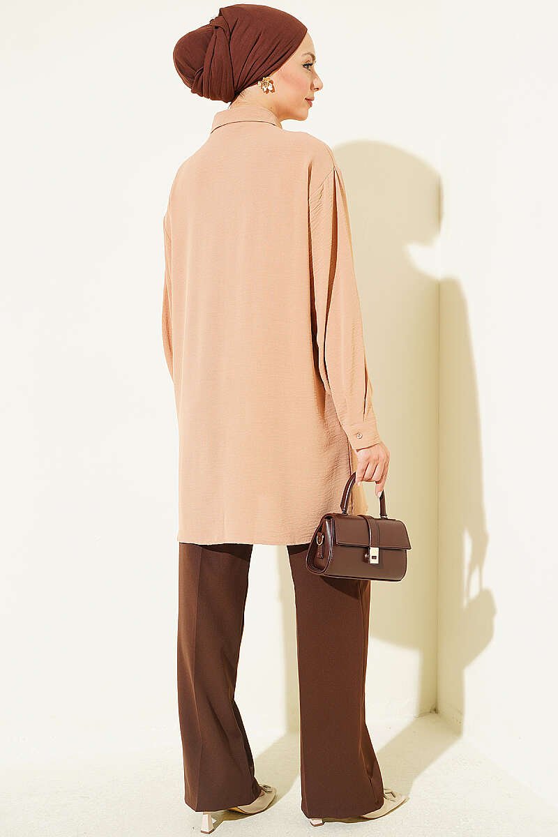 Hidden Button Ayrobin Shirt Latte - Afbeelding 3