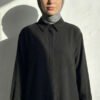 Hidden Button Ayrobin Shirt Black - الصورة 2