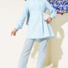 Hidden Button Self-Belted Shirt Baby Blue – Image 2