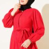 Hidden Button Belted Dress Red - Imagen 2
