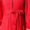 Hidden Button Belted Dress Red - Imagen 4