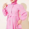 Hidden Button Belted Dress Pink - Image 2