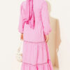 Hidden Button Belted Dress Pink - Image 3