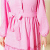 Hidden Button Belted Dress Pink - Image 4