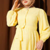 Hidden Button Belted Dress Yellow – Image 2